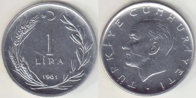 1961 Turkey 1 Lira (Unc) A005785